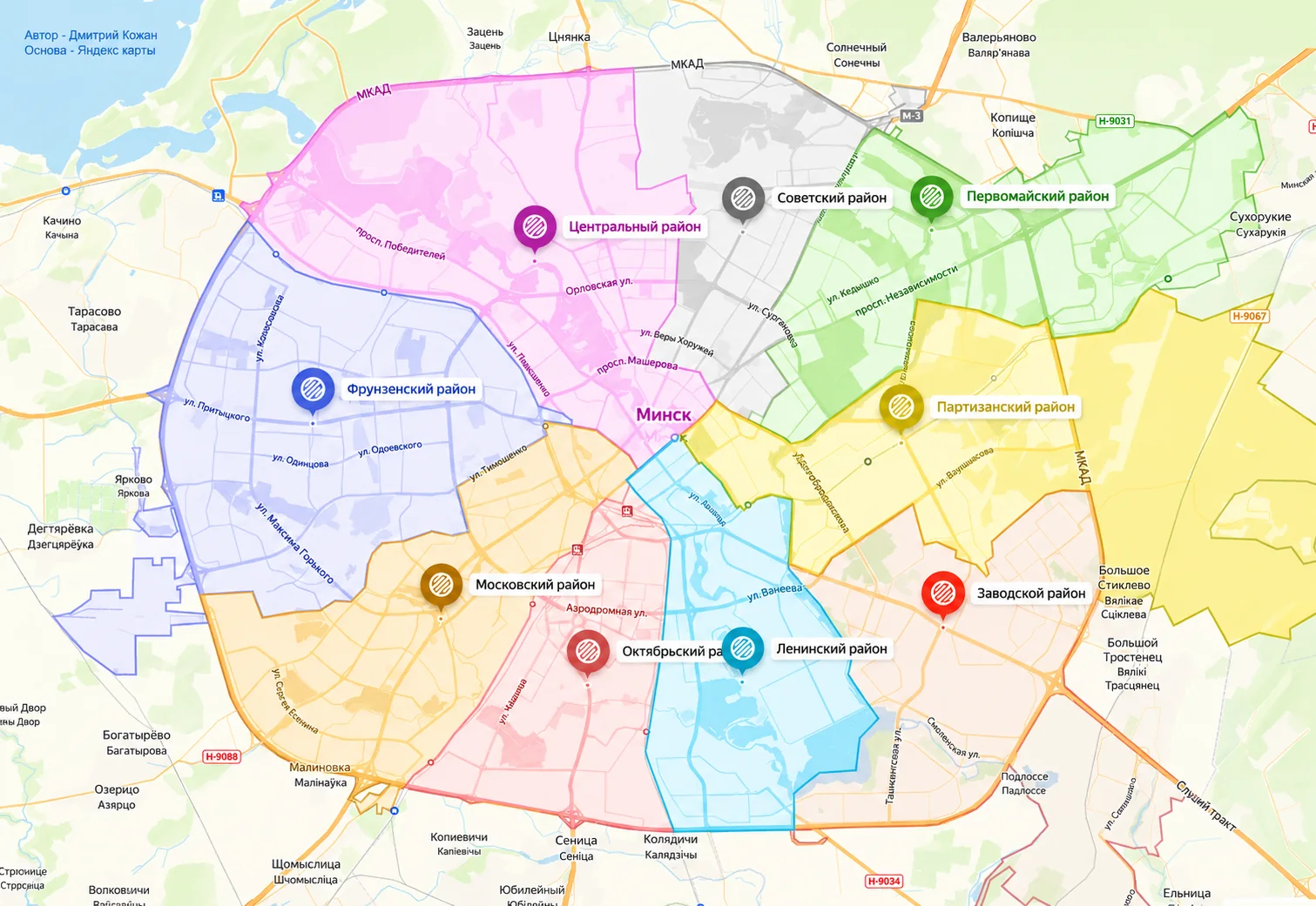 Карта Минска
